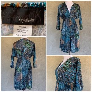 Blue Jersey Knit Mini Dress Paisley Nice Colors